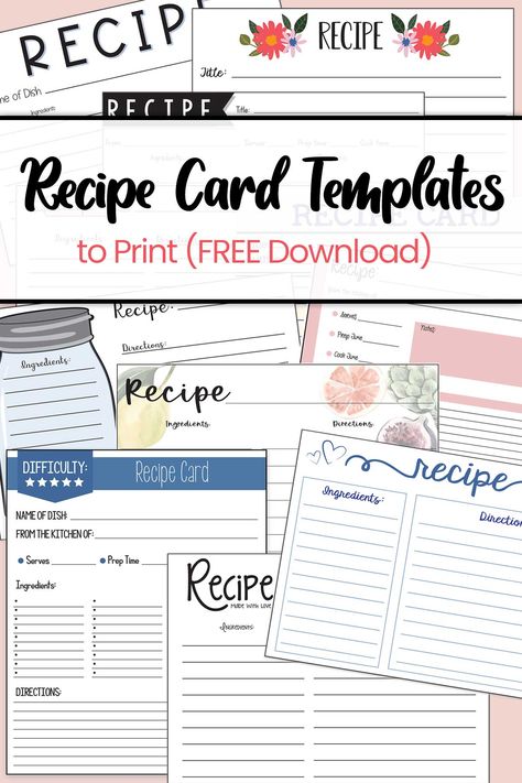 Free Recipe Template, Recipe Binder Printables Free, Recipe Templates Free, Recipe Printables, Recipe Binder Printables, Recipe Template Printable, Diy Recipe Binder, Printable Recipe Page, Recipe Cards Printable Free