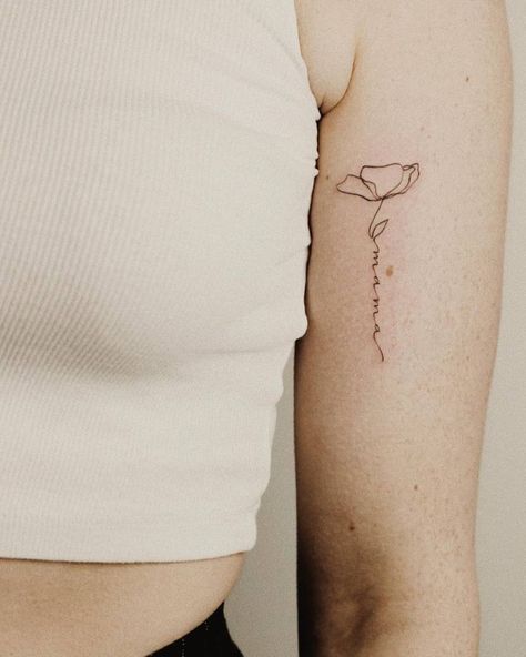 Feminist Tattoos Minimalist, Fine Line Poppy Tattoo, Feminist Tattoo, Flowers Poppy, Poppy Tattoo, Poppies Tattoo, Fine Line Tattoo, Spanish Culture, Line Tattoo