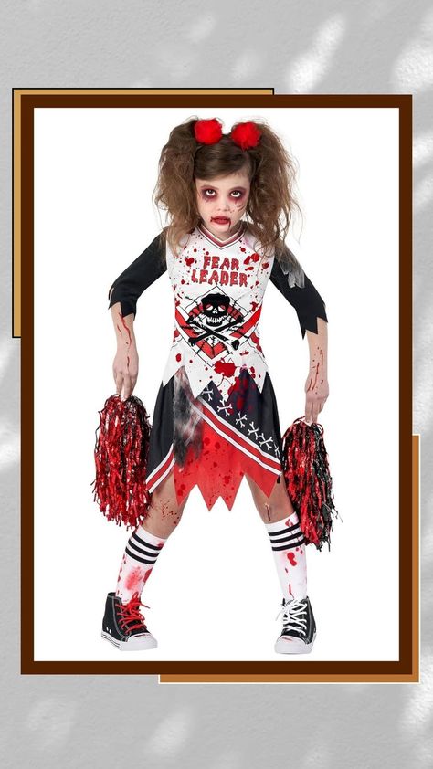 Great for Halloween and more! zombie cheerleader halloween costumes for girls, dead cheerleader costume for girls 10-12, dead cheerleader costume for girls 7-8, scary cheerleader costume for girls 10-12, zombie cheerleader costume for kids #halloween #halloweencostume #costumeforkids #spooktacular Zombie Cheerleader Costume For Kids, Scary Cheerleader Costume, Cheerleader Costume For Kids, Dead Cheerleader Costume, Zombie Cheerleader Halloween Costume, Scary Halloween Costumes For Girls, Cheerleader Costume Kids, Zombie Cheerleader Halloween, Zombie Cheerleader Costume