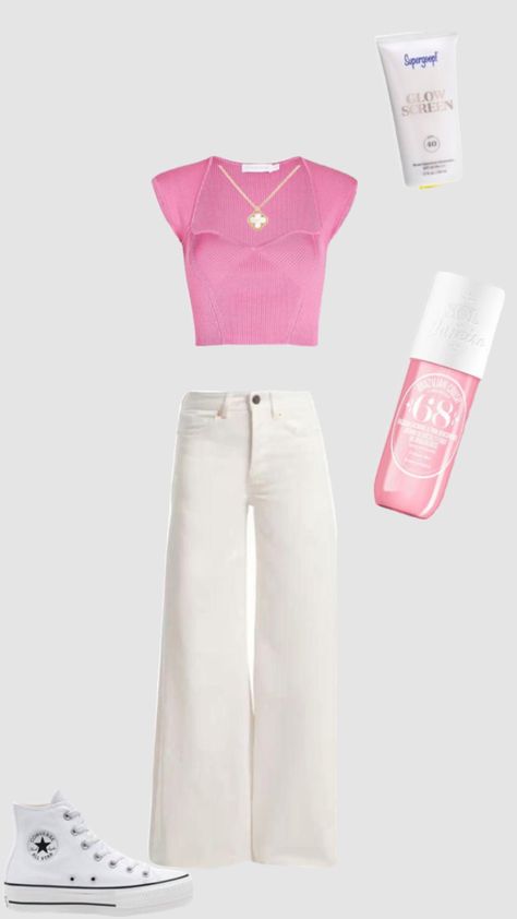 Cute Preppy Spring Outfits, Nice School Outfits Classy, Pink Summer School Tops, Preppy White T-shirt For Spring, Basic Preppy Outfits, Coastal Granddaughter Outfits Pink, Couqutte Summer Outfits, School Appropriate Outfits, Simple Outfits For School