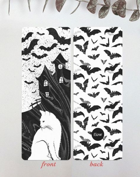 HALLOWEEN BOOKMARKS - Black Cat Bookmark - Cat bookmarks - gothic bookmarks | eBay Gothic Bookmarks, Goth Bookmark, Spooky Bookmarks, Halloween Bookmarks, Spooky Crafts, Cat Bookmark, Haunted House Halloween, Witchy Art, Handmade Bookmarks