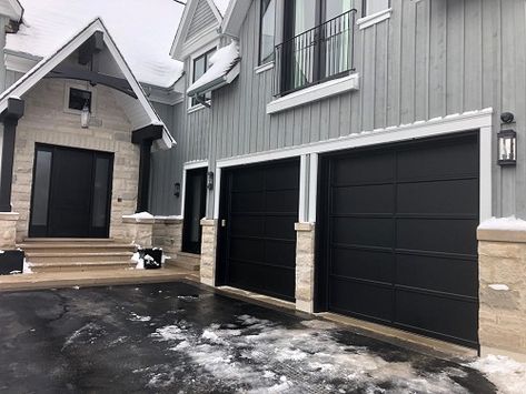 Tips to Get the Best Return on Your New Garage Door Cabin Exterior Colors, Black Garage Door, Black Garage Doors, Insulated Garage, Garage Insulation, Garage Door Replacement, Black Garage, Improve Curb Appeal, Sectional Garage Doors