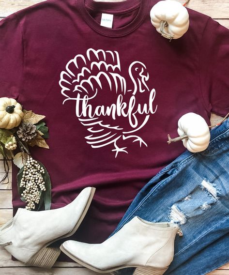 Gobble til you wobble this Thanksgiving in our Thankful Turkey Tee Shirt! This is the perfect festive tee for all your Thanksgiving activities!   * 6.0 oz., pre-shrunk 100% cotton* Double-needle stitched neckline and sleeves* Quarter-turned* Seamless seven-eighths inch collar* Taped neck and shoulders* Satin label* Rib cuffs Fun Christmas Shirts, Thankful Turkey, Thanksgiving Clothes, Gobble Til You Wobble, Turkey Shirts, Fall Thanksgiving Decor, Monogram Shirts, Black Friday Christmas, Thanksgiving Activities