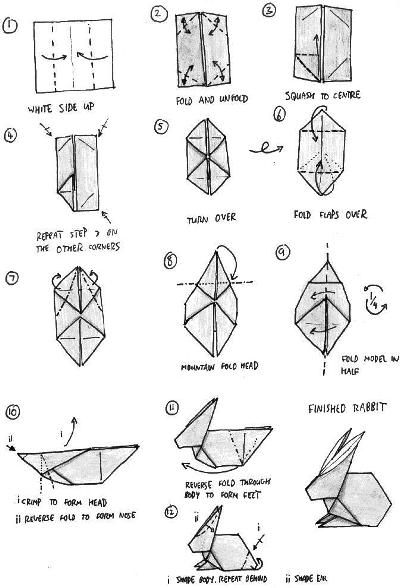 Easy Origami Rabbit Instructions | Ikuzo Origami Bunny Origami, Origami Rabbit, Origami Diamond, Origami Yoda, Origami Ball, Origami Bookmark, Origami Decoration, Origami Models, Origami For Beginners