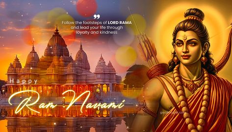 This is a widescreen HD wallpaper blending Lord Ram's strength, Ayodhya Ram Mandir's beauty, and an inspiring quote, best suited for Ram Navami greetings and social media posters.  #lordramwallpaper #wallpapers #hdwallpapers #jaishreeram #jaishriram #ramanavami Ram With Bow And Arrow, Ram Mandir Background, Mandir Background, Happy Yoga Day, Ayodhya Ram Mandir, Ayodhya Ram, Thumbnails Youtube Background, Thumbnail Background, Social Media Posters