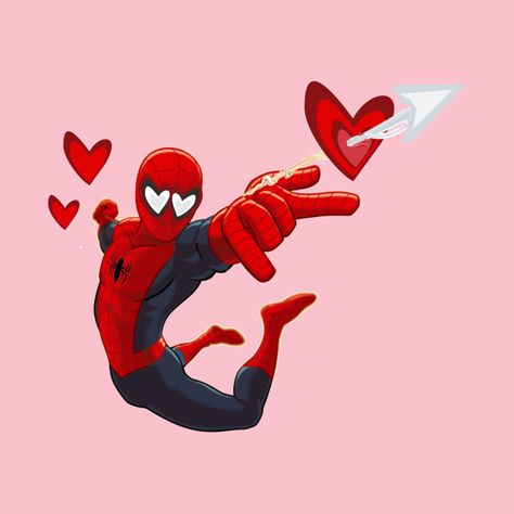 Spiderman In Love Drawing, Spiderman Valentines Wallpaper, Valentine Spiderman, Spider Man Love, Spiderman Valentines, Spiderman Love, Cupid Drawing, Interesting Drawings, Vintage Spider