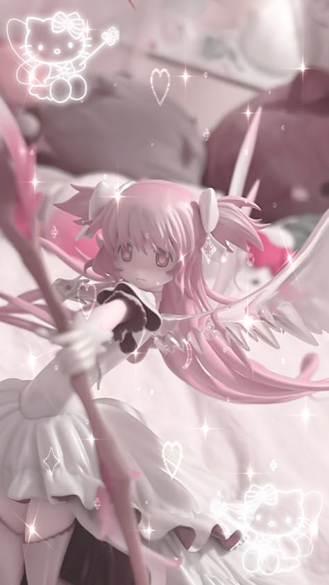 Ultimate Madoka Icon, Cutecore Anime Wallpaper, Pink Wallpaper Cutecore, Madoka Magica Wallpaper Aesthetic, Madoka Magica Phone Wallpaper, Pink Character Wallpaper, Madoka Kaname Aesthetic, Madoka Wallpaper Iphone, Pmmm Wallpaper