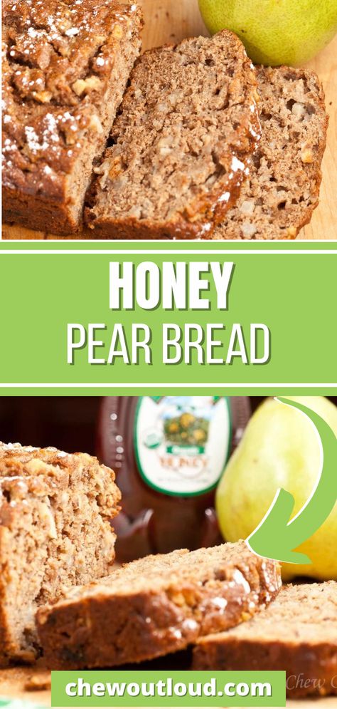 This Honey Pear Bread is a simple and sweet way to start the day. Try this honey pear bread recipe for a healthy make-ahead breakfast that everyone is sure to love. This honey pear bread is a great breakfast to make ahead of time or a fun snack to enjoy in the late afternoon. You’ll need only a few ingredients that are both tasty and full of nutritious benefits. This is certainly a recipe that you can’t help but make again and again. Mini Loafs, Spinach Casserole Recipes, Fruit Breads, Pear Bread, Bread Quick, Best Homemade Bread Recipe, Veggie Box, Baking Breads, Homemade Breads