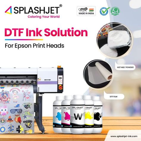 DTF Ink Solution for Epson Print Heads - Splashjet Inkjet Ink Pvt. Ltd. Dtf Printers, Dtf Printer, Epson Printer, Sublimation Printer, Printing Ink, Dtf Printing, Saturated Color, Printer Ink, White Ink