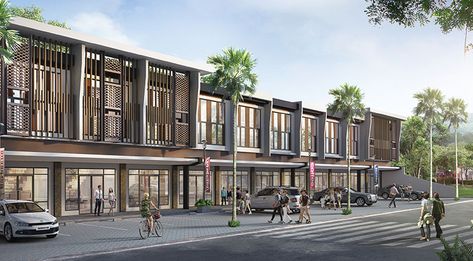 Shophouses Design Architecture, Shophouses Design, Photoshop Layout, Hotel Elevation, Sales Gallery, Commercial Design Exterior, Landscape Architecture Design, Design Exterior, Facade Architecture