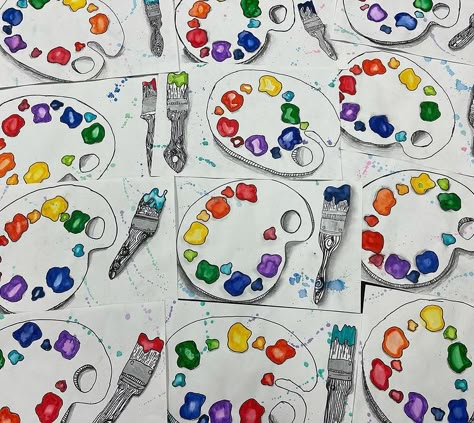 3rd Grade Color Wheel Art Lesson, Jim Dine Art Lesson, Color Art Projects Elementary, Color Wheel Art Projects Elementary, Color Wheel Art Lesson, Color Wheel Painting, Color Wheel Ideas, 4th Grade Art Lessons, Color Wheel Lesson