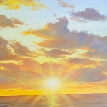 Horizon Painting Easy, Painting Sunrise, Sun Rise Painting, Sunshine Painting, Sunrise Paintings, Sunrise Art Painting, Sunrise Art, Sunrise Painting, Paintings Famous