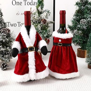 Velvet Christmas Dress, Christmas Wine Bottle Covers, Vintage Christmas Dress, Red Christmas Dress, Christmas Skirt, Christmas Wine Bottles, Red Wine Bottle, Wine Bottle Covers, Wine Decor