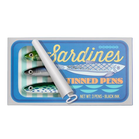 Sardine Tinned Fish Pens 3 Pack - World Market Ceramic Sardines, Narnia Christmas, Fish Tin, Tin Fish, Sardine Tin, Tinned Fish, Candle Quotes, Unique Pens, Feminist Gift