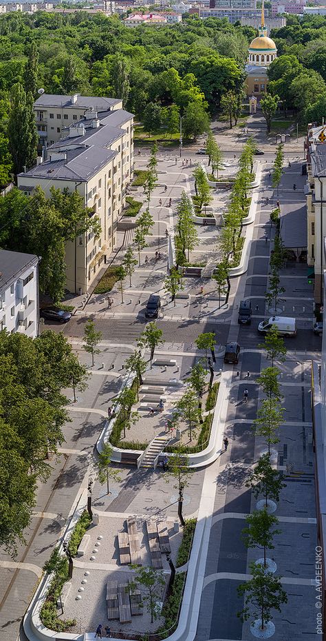 PUBLIC SPACE IN DNIPRO CITY / VK ARCHITECTS on Behance Dnipro City, Types Of Granite, Paving Pattern, Building Aesthetic, Pedestrian Street, Architecture Landscape, Historical Background, Central City, Virtual Museum