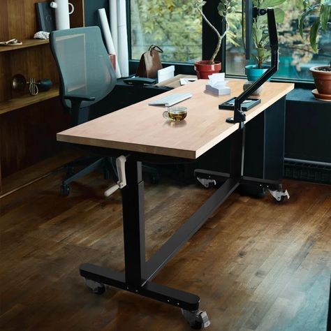 WORKPRO Adjustable Work Table, Wooden Top Workbench with Casters and Leveling Feet & Reviews | Wayfair Game Office Room, Workbench Casters, Workbench Height, Workbench Table, Basement Workshop, Mail Room, Garage Warehouse, Fall Clean Up, Game Office