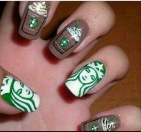 Love these nails Starbucks Nails, Food Nail Art, Crazy Nail Designs, Food Nails, Unghie Nail Art, Crazy Nails, Dream Nails, Cute Nail Designs, Pretty Acrylic Nails