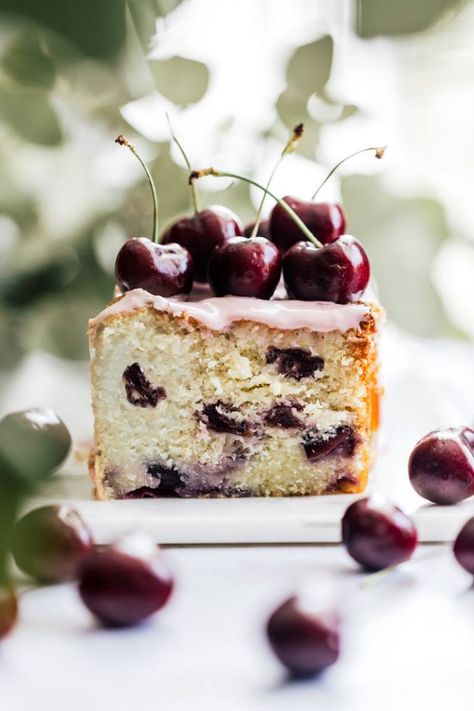 Cherry Ricotta Pound Cake with Cream Cheese Icing Ricotta Cherry Cake, Cherry Ricotta, Cherry Pound Cake, Pound Cake With Cream Cheese, Ricotta Pound Cake, Cherry Cream Cheese, Cake With Cream Cheese Icing, Chocolate Rice Krispie Treats, Cherry Desserts