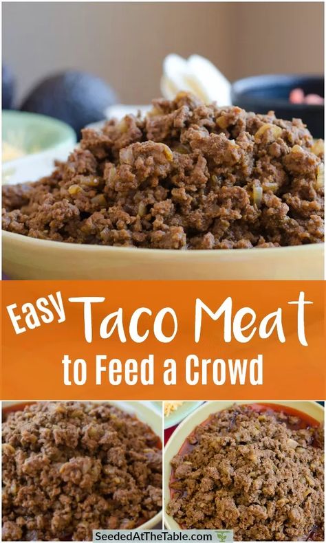 Taco Meat For A Crowd, Easy Taco Meat, Crockpot Taco Meat, Ground Beef Taco Meat, Recipes To Feed A Crowd, Meat For A Crowd, Beef Taco Meat, Ground Beef Taco, Taco Meat Recipes