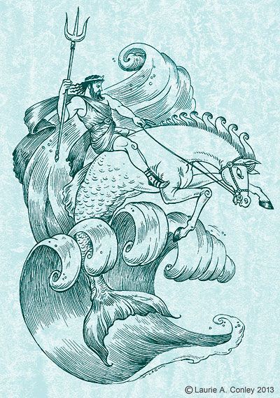 The Odyssey Aesthetic, Poseidon Illustration, Poseidon Altar, Poseidon Tattoos, Poseidon Drawing, Poseidon Art, Greek Symbol Tattoo, Poseidon Aesthetic, Busy Drawing