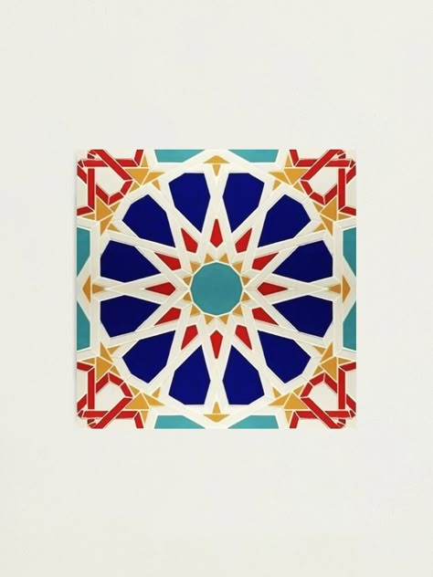 "Geometric Traditional Andalusian Moroccan Zellige tiles Style" Photographic Print for Sale by Arteresting | Redbubble Andalusian Interior Design, Moroccan Illustration, Kinetic Poster, Moroccan Design Pattern, Andalusian Tiles, Moroccan Prints, Morocco Architecture, Andalusian Architecture, Moroccan Tiles Pattern