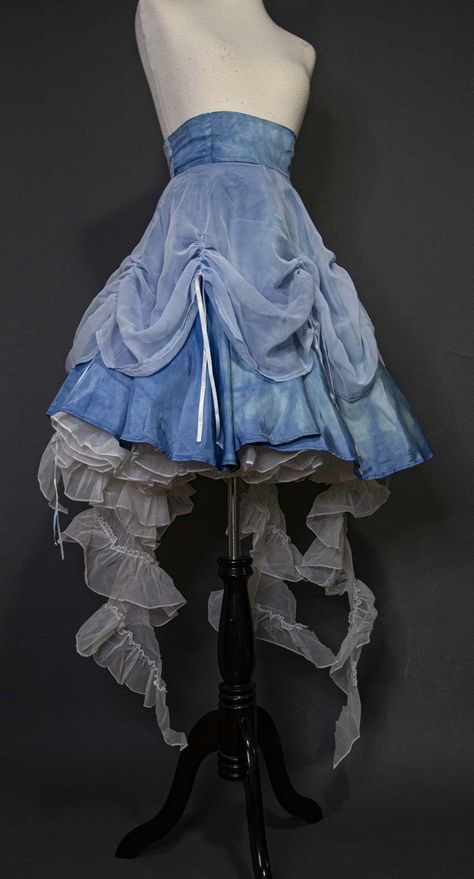 Dreamy Blue Sky Tea Skirt Check more at https://beautyfashionideas.com/dress/dreamy-blue-sky-tea-skirt/ Flowy Blue Skirt Outfit, Ocean Clothes Fashion, Water Clothes Aesthetic, Ice Aesthetic Outfit, Watercore Outfits, Jellyfish Gown, Princess Clothes Aesthetic, Mermaid Core Fashion, Ocean Themed Clothes