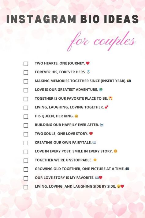 Printable List Of Instagram Bio Ideas For Couples In Love Bio Instagram, Insta Id Names For Couples, Relationship Status In Instagram Bio, Instagram Love Bio For Him, Bio For Instagram Couple Profile, Couple Ig Bio Ideas, Instagram Bio Ideas For Love, Private Relationship Bio Ideas, In Love Bio Ideas