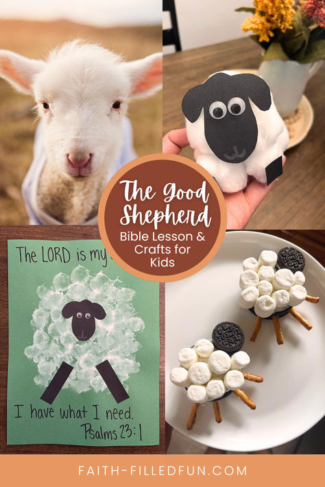 The Good Shepherd sheep-themed bible lesson and craft ideas for kids. Marshmallow Sheep Craft, The Crippled Lamb Activities, Counting Sheep Activity Preschool, David Shepherd Craft, Christmas Sheep Craft, Lamb Activities For Kids, David The Shepherd Craft, Easy Sheep Craft, I Am The Good Shepherd Craft For Kids