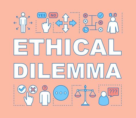 Ethical Dilemma, Presentation Website, Outline Illustration, Lettering Typography, Decision Making, Vector Art, Vector Free, Presentation, Typography