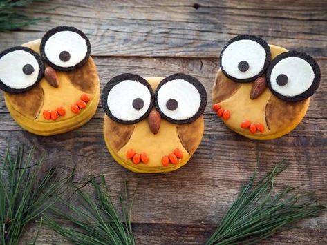 No-Bake Owl Snack Cakes Sable Recipe, Owl Snacks, Fall Craft Ideas For Kids, Owl Study, Oatmeal Snack, Fall Funny, Thanksgiving Baking, Fall Craft Ideas, Daughter Activities