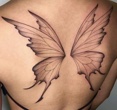 Fairy Wing Tattoos, Tumblr Tattoo, Butterfly Wing Tattoo, Wing Tattoos On Back, Flower Spine Tattoos, Tato Minimal, Fairy Tattoo Designs, Wing Tattoo, Spine Tattoos For Women