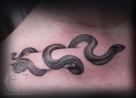 Lovely snake collar bone tattoo 😍#snaketattoo #collarbonetattoo #dynamicblack #worldfamoustattooink #cheyennehawk #industrialink #realismtattoo Snake Collarbone Tattoo, Snake Collarbone, Double Headed Snake Tattoo Design, Color Bone Snake Tattoo, Black Ink Snake Tattoo, Black And Gray Snake Tattoo, Tattoos Collar Bone, Aggressive Snake Tattoo, Collar Bone Tattoo For Men