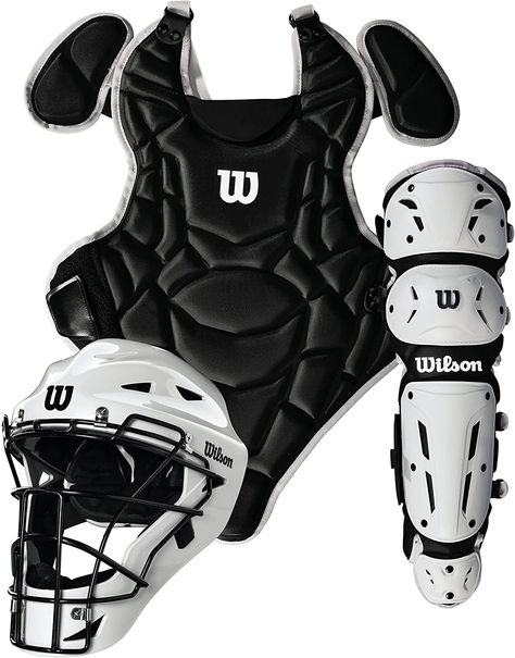 Catcher's Gear (Budget-friendly) Catchers Gear, Baseball Catchers, Softball Things, Wilson Sporting Goods, Softball Gear, Softball Equipment, Softball Catcher, Sports Branding, Baseball Catcher