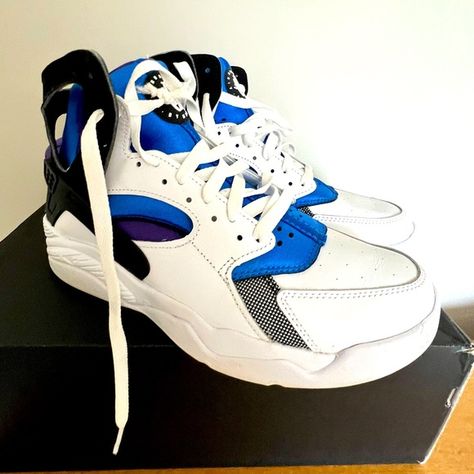 Nike Air Flight Huarache OG Varsity Purple Blue Sneakers FD0183-101 Mens Size 8 Nike Air Flight, Air Flight, Retro Sneakers, Blue Sneakers, New Shoes, Shoe Laces, Blue And Purple, Flight, Nike Air