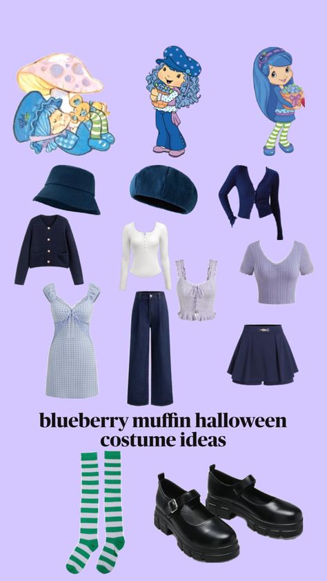 most of these items are from cider but the socks are from amazon Blueberry Muffin Costume, Blueberry Muffin Strawberry Shortcake, Strawberry Shortcake Halloween Costume, Cake Costume, Strawberry Shortcake Blueberry Muffin, Strawberry Shortcake Outfits, Blueberry Shortcake, Strawberry Shortcake Costume, Strawberry Shortcake Characters