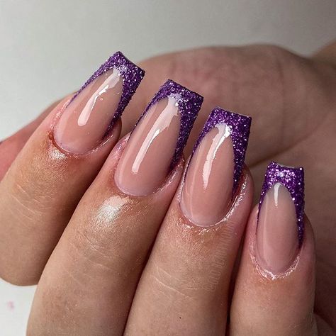 #nailsofinstagram hashtag on Instagram • Photos and Videos Purple Gel Nails, Glitter French Nails, Nail Art French, Dark Purple Nails, Hoco Nails, Violet Nails, Purple Glitter Nails, Glitter Nails Acrylic, Lilac Nails