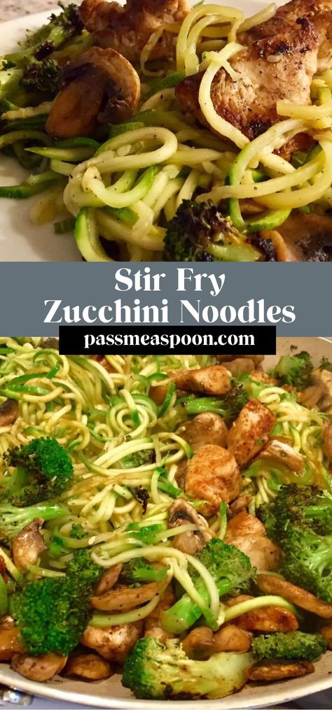 This recipe is the FIRST zucchini noodle recipe I ever cooked!  It is what made me fall in love with my spiralizer (get one NOW!  you won’t be sorry) and never think about making traditional pasta again.  That was over two years ago, and this recipe is still a staple at my house.  We make it on almost a weekly basis. Zoodles How To Make, Spiral Zucchini Recipes, Zucchini Noodle Stir Fry, Stir Fry Zucchini, Zucchini Noodles Recipes, Stir Fry Zucchini Noodles, Zucchini Noodle Recipe, Asian Stir Fry Sauce, Easiest Meals