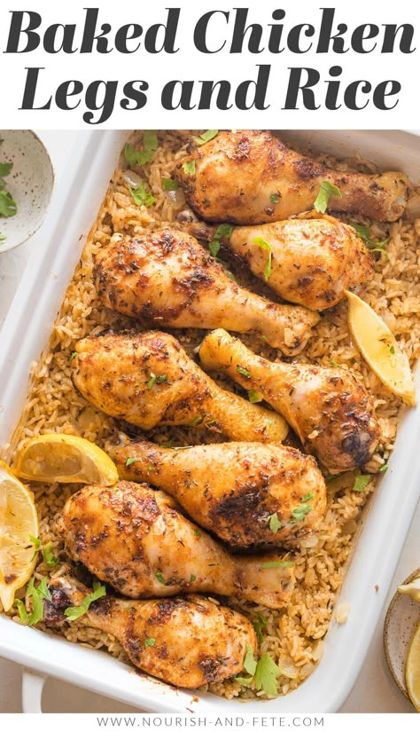 Chicken Drumstick Recipes Rice, Chicken With Rice Recipes Healthy, Healthy Chicken Drumstick Meals, Cooking Chicken Drumsticks In The Oven, Breaded Chicken Drumstick Recipes Oven Baked, Baked Drumsticks And Rice, Chicken Legs And Rice Crockpot, Chicken Leg Rice Bake, Chicken Leg Bake