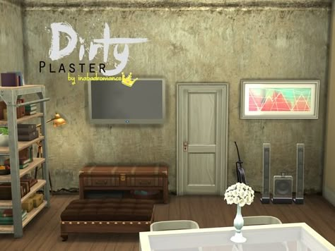 inabadromance's Dirty Plaster - Masonry Wall Sims 4 Dirty Cc, Living Room Sims 4, Furniture Cc, Cracked Wall, Cement Walls, Masonry Wall, 4 Wallpaper, Sims 4 Downloads, Bad Romance