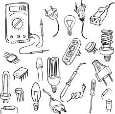 electrical doodle set vector art illustration Electricity Doodle, Electrical Design Ideas, Electrical Drawing, Electricity Art Illustrations, Electric Drawing, Electricity Illustration, Physics Illustration, Electricity Drawing, Electricity Art