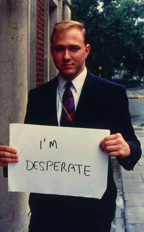 Gillian Wearing, "I'm Desperate," from series "Signs that say what you want them to say and not Signs that say what someone else wants you to say," 1992-93. Chromogenic print mounted on aluminum. Courtesy the artist and Tonya Bonadkar, New York. Gillian Wearing, Text Photography, Millennial Memes, Snapshot Photography, Turner Prize, Text And Image, A Level Photography, Photo Documentary, Tate Britain