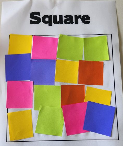 Art With Shapes Preschool, Square Craft For Preschoolers, Blue Square Crafts Preschool, Square Lessons For Preschool, Square Toddler Activities, Preschool Square Crafts, Square Art For Toddlers, Square Activity Preschool, Square Shape Activities For Toddlers