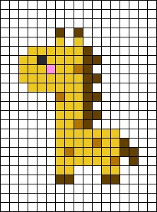 Giraffe Pixel Art, Mini Pixel Art, Simple Keychain, Graph Paper Designs, Piskel Art, Easy Pixel Art, Pixel Drawing, Cute Giraffe, Easy Drawings Sketches