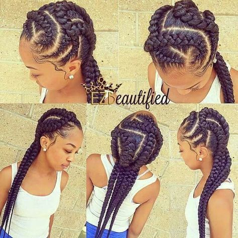 Haare - Hair Big Cornrows, Twisted Hair, Big Braids, Hair Afro, Quick Braided Hairstyles, Pelo Afro, Beautiful Braids, Girls Braids, Cornrows Braids