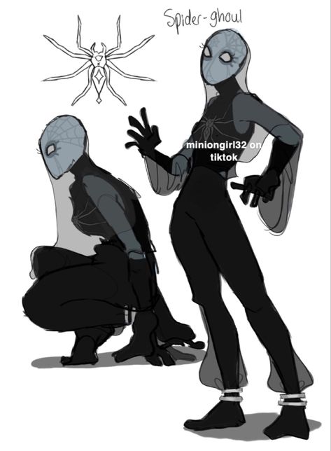 Casual Outfit Design Sketch, Venom Suit Concept Art, Vampire Spidersona, Spider Man Custom Suits, Reference Sheets Oc, Character With Multiple Arms, Goth Spidersona, Spider Oc Male, Male Spidersona