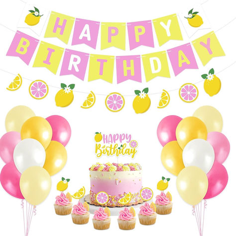 Lemon Party Decorations Happy Birthday Banner Lemon Garland Lemonade Cake Topper Cupcake Toppers Balloons for Lemonade Theme Birthday Party Supplies Fruit Party Decors #ad #lemon #lemons #lemonparty #lemonbirthdayparty #lemonbirthdaypartyideas #lemonbirthdaypartytheme #lemonpartysupplies #lemonade #lemonadeparty #lemonadepartysupplies #lemonadepartyideas #lemonadepartytheme #firstbirthday #firstbirthdaypartythemes Lime Birthday Party, Lemonade Theme Party, Lemonade Party Decorations, Lemonade Banner, Lemon Party Decorations, Lemon Party Favors, Yellow Party Decorations, Lemon Garland, Lemonade Birthday Party