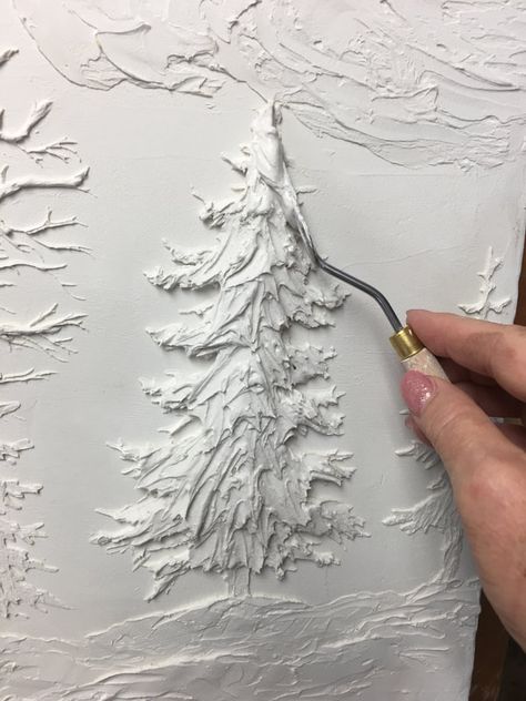 Elite Artistry: Bas Relief Sculptures / Plaster Wall Art Plaster Wall Art Tree, Plaster Trees On Walls, Plaster Art On Wall, Bas Relief Art Ideas, Easy Diy Christmas Wall Art, Drywall Art Wall, Plaster Christmas Tree, Sculpture Art Painting, Textured Christmas Tree Painting