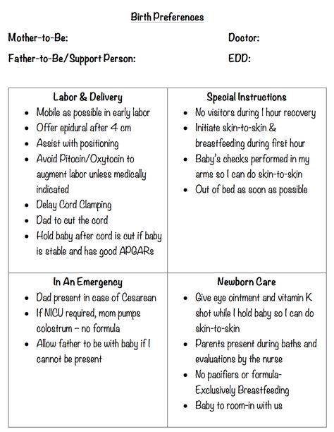 Example of Birth Preferences / Plan Examples Of Birth Plans, At Home Birth Plan, Example Birth Plan, Natural Hospital Birth Plan, Crunchy Birth Plan, Birth Plan Options, Birth Plan Ideas, How To Write A Birth Plan, Simple Birth Plan Template