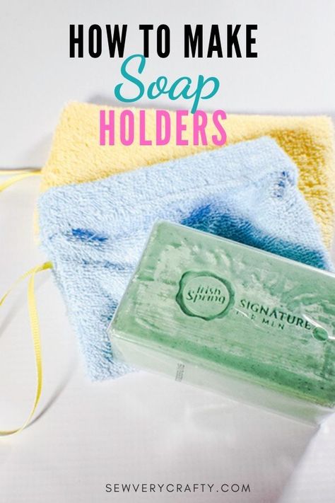 Learn to make this simple soap holder. Never lose your soap in the shower again with this simple beginner sewing project.  Just a washcloth or some terrycloth and apiece of ribbon gets you this ultra useful project. Soap Holder Diy, Diy Projects To Sell, Simple Sewing, Sewing Crafts Tutorials, Beginner Sewing, Crafty Creations, Upcycle Projects, Personalized Candles, Diy Soap