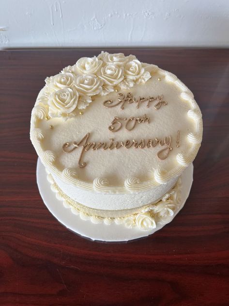 50th Anniversary Cake Ideas Simple, Golden Anniversary Cake Ideas, Buttercream Anniversary Cake, 50th Anniversary Cakes Simple, Simple Anniversary Cake, 60th Anniversary Cake, 50th Anniversary Cake Ideas, Simple Anniversary Cakes, Anniversary Cake Pictures